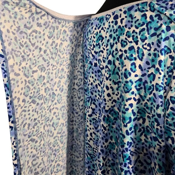 NWT | Blue Leopard Print Post Surgery Nightgown Hospital Gown Snap Shoulders | 3 - Picture 4 of 6
